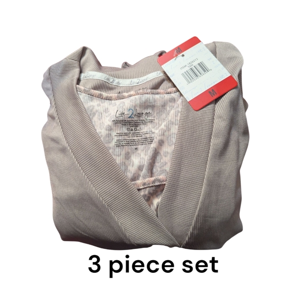 Live 2 Lounge | 3 Piece Women's Lounge Set Cooling Effects | Tan | M = 8/10 - Picture 6 of 8